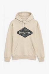 Men Branded Graphic Pullover Hoodie - Cream