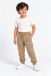 Boys Branded Fleece Trouser - Beige