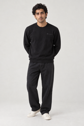 Men Breanded Fleece Sweatshirt - Black