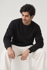 Men Branded Fleece Sweatshirt - Black