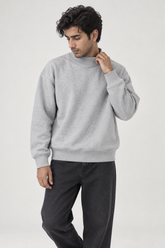 Men Branded Fleece High Neck - Grey