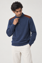 Men Branded Mockneck - D/Blue