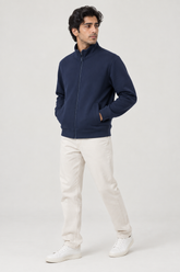 Men Branded Zipper - Navy