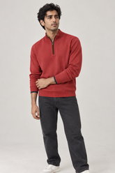 Men Branded Mockneck - Red