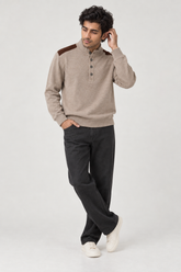 Men Branded Mockneck - L/Brown
