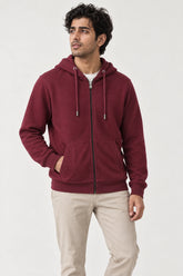 Men Branded Hoodie Zipper - Burgundy