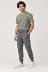 Men Branded Cargo Trouser - Charcoal