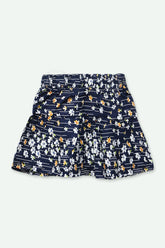 Girls Graphic Linen Mini Skirt - Navy