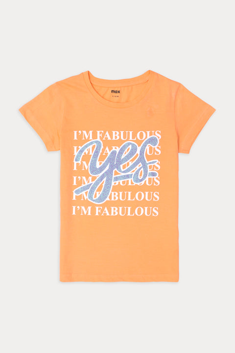 Girls Graphic T-Shirt (Brand: MAX) - Orange