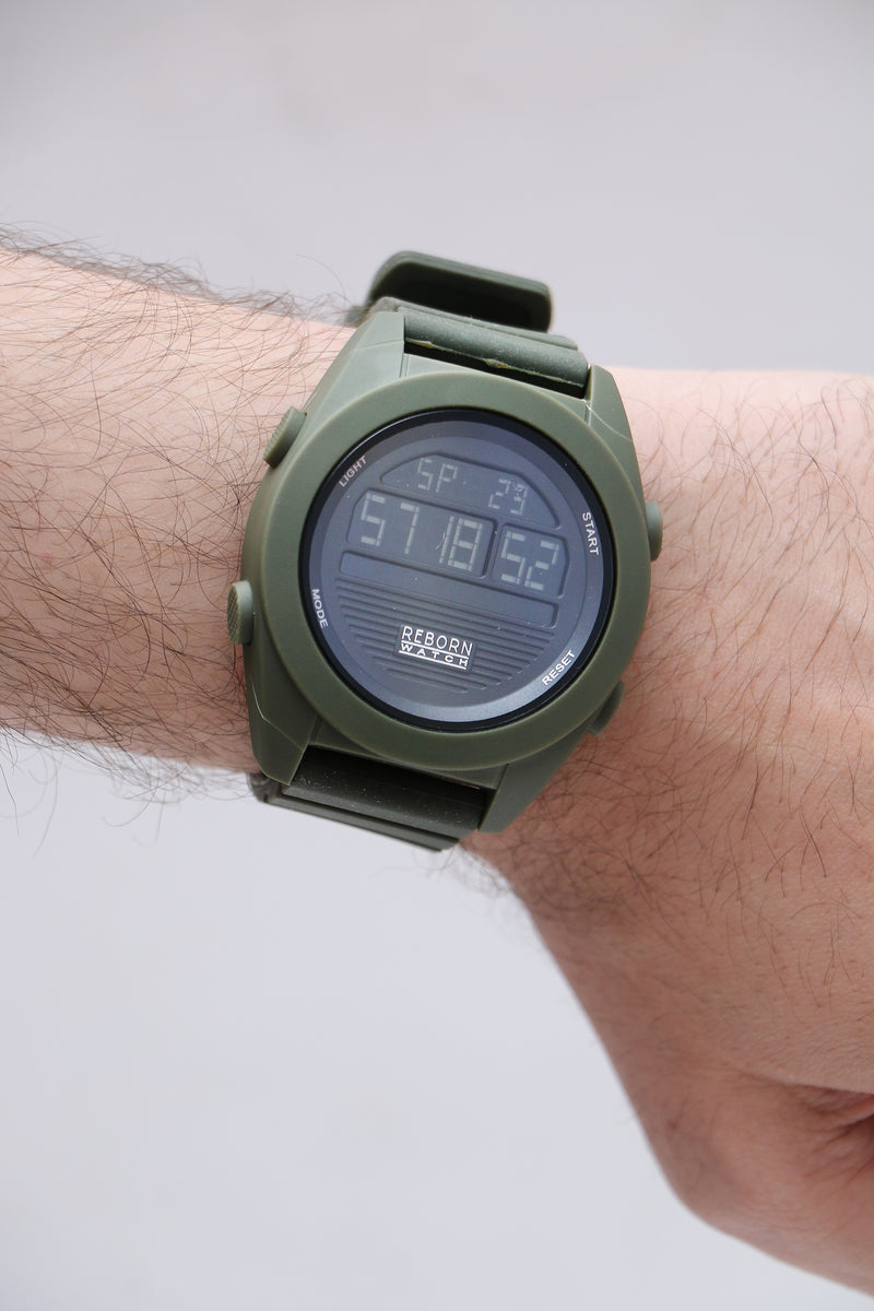 Piaoma Digital Display Wrist Watch Unisex Army Green Expostorepk