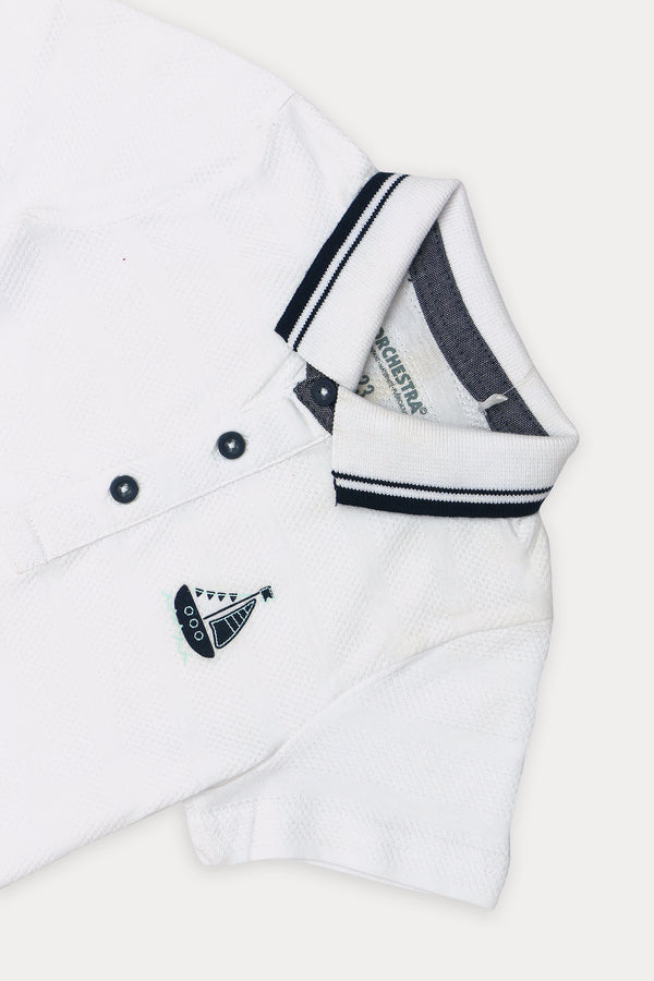 Boys Branded Polo - White