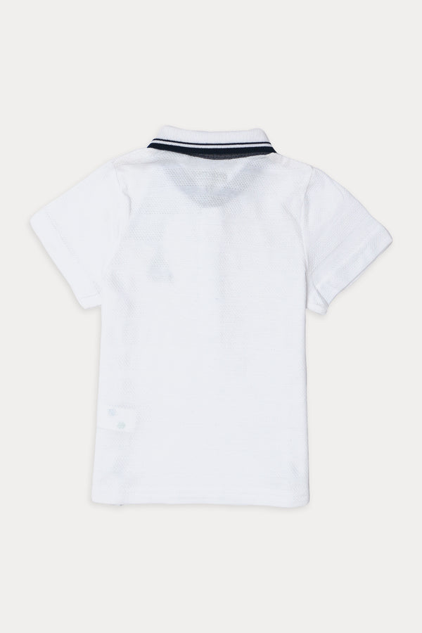 Boys Branded Polo - White