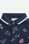 Boys Branded Graphic Polo F/S - Navy