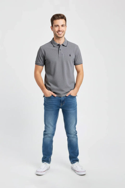 Men Pique Polo - Grey