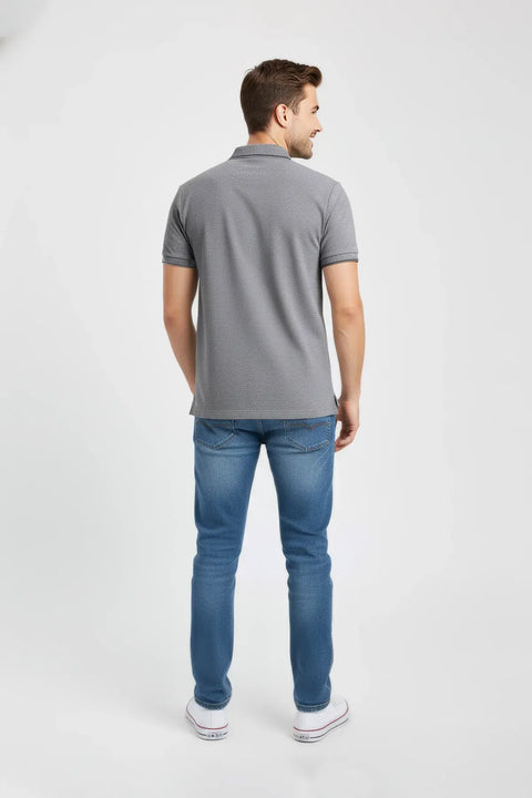 Men Pique Polo - Grey