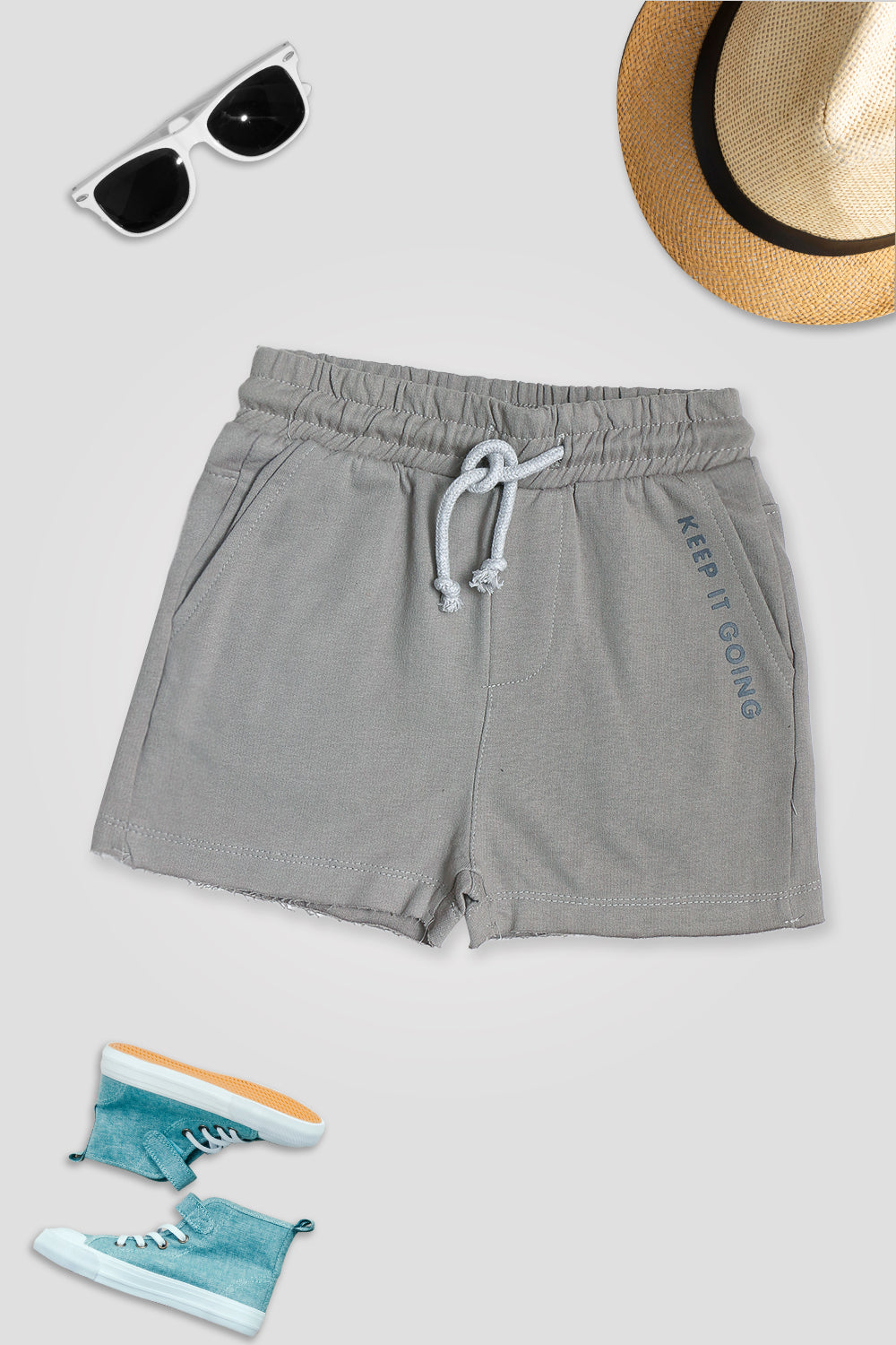 Boy Branded Graphic Terry Short - Gray
