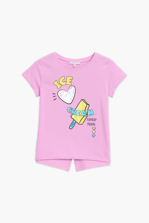 Girls Branded Graphic T-Shirt - Pink