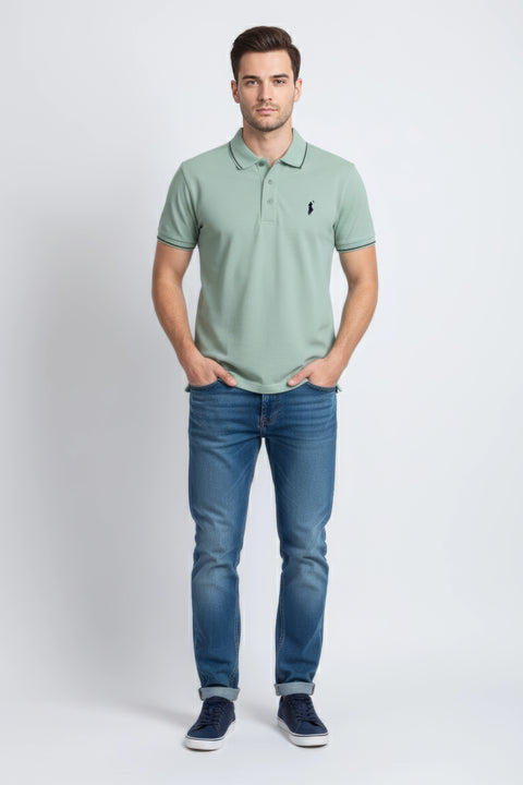 Men Pique Polo - L/Green