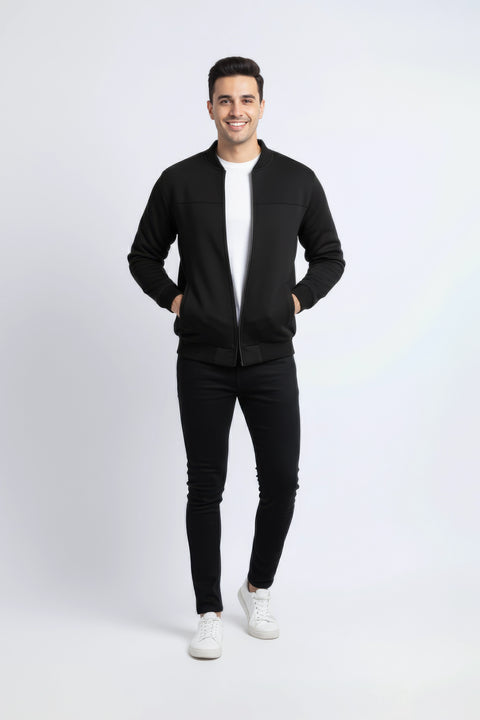 Men Pique Zipper Jacket MJP03 - Black