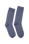 Men Printed Long Socks - Dusty Blue
