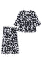 Girls Viscose Graphic Plated Suit - Black