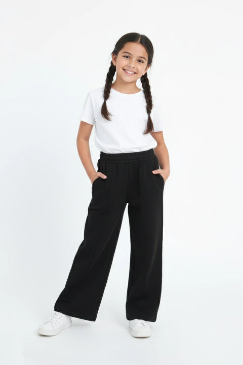 Girls Branded Fleece Pajama - Black