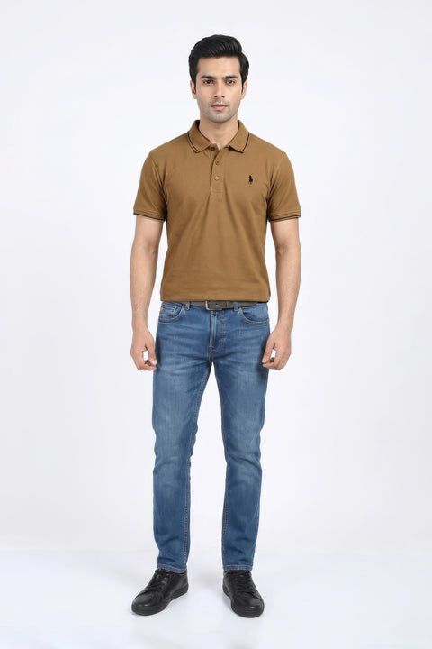 Men Pique Polo - Brown