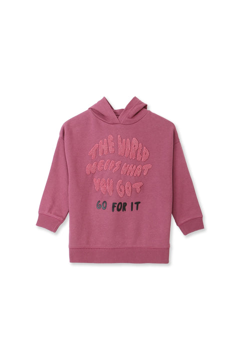 Girls Branded Terry Hoodie Sweatshirt - Thulian