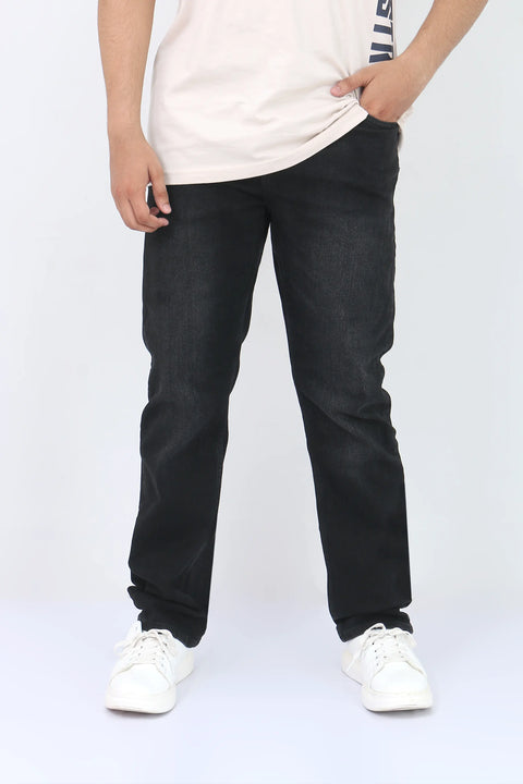Man branded Straight Fit Denim Jeans - Black