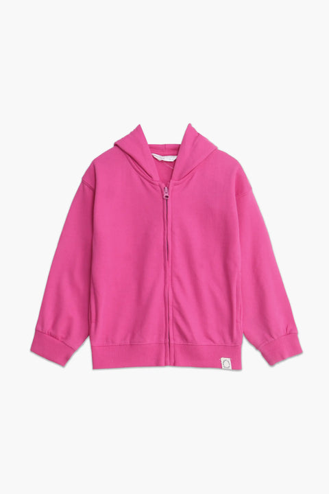Girls Branded Hoodie Zipper - Pink