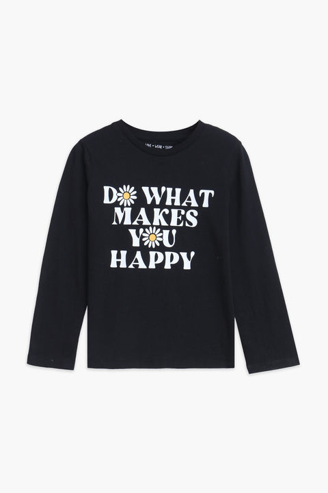 Girls Branded Graphic T-Shirt F/S - Black