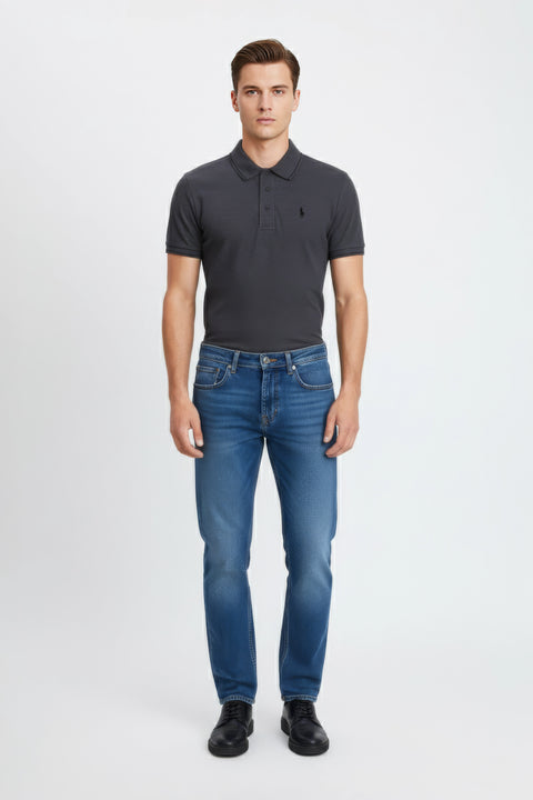 Men Pique Polo - Charcoal