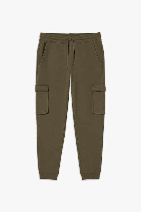 Men Branded Fleece Cargo Trouser - Olive