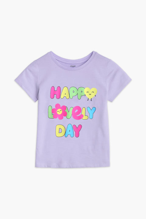 Girls Branded Graphic T-Shirt - Purple