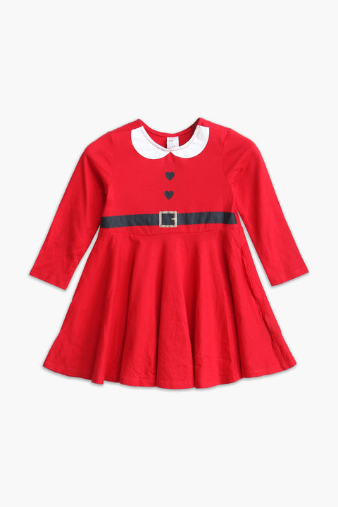 Girl Branded Graphic Frock - Red