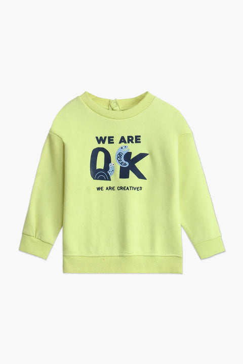 Boys Branded Graphic Sweatshirt - Neon Green