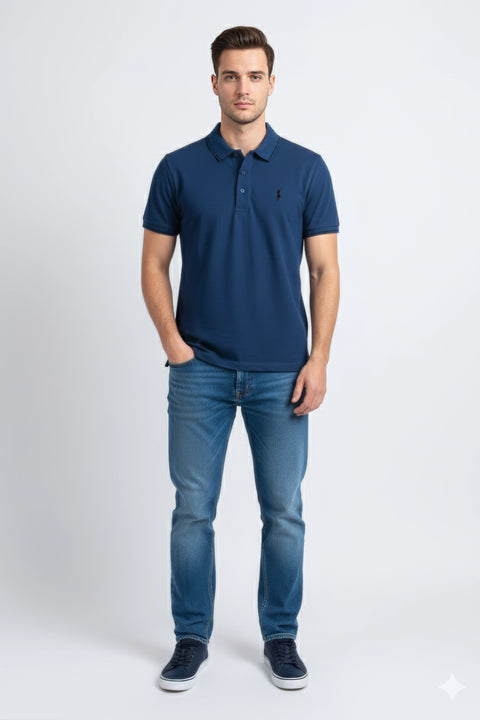 Men Pique Polo - BLUE