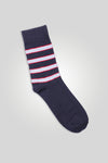 Men White Stripes Long Socks - Black