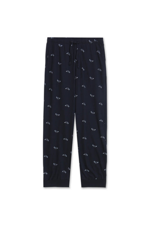 Men Branded Printed Trouser - Navy