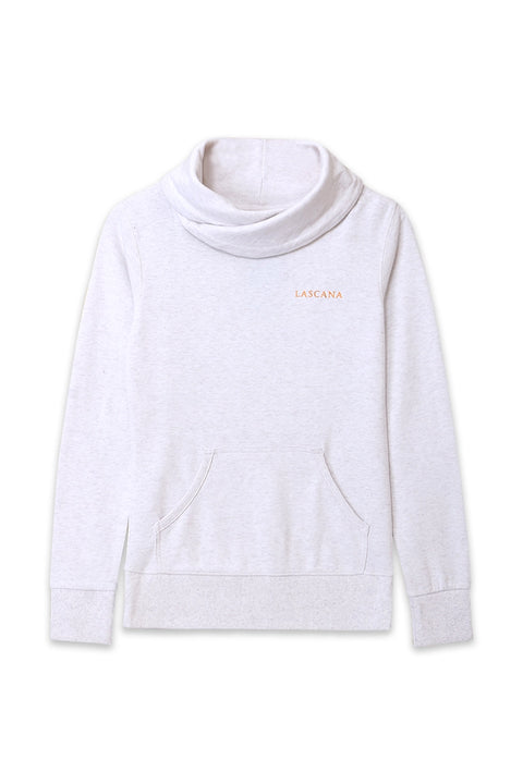 Women Branded Hi-Neck  - Heather White