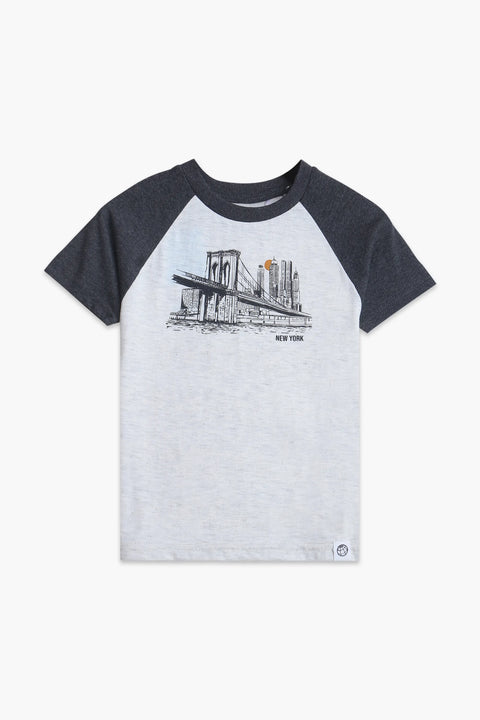 Boys Branded Graphic T-Shirt - Grey and White
