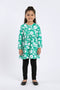 Girl Branded Graphic Frock - Green