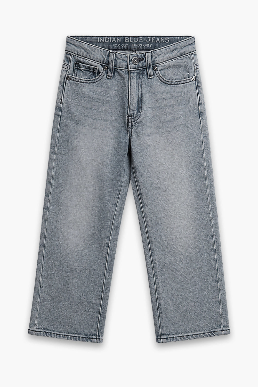 Boy Branded Straight fit Denim Pant - GREY