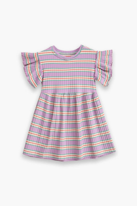 Girls Branded Graphic Frock - Multi