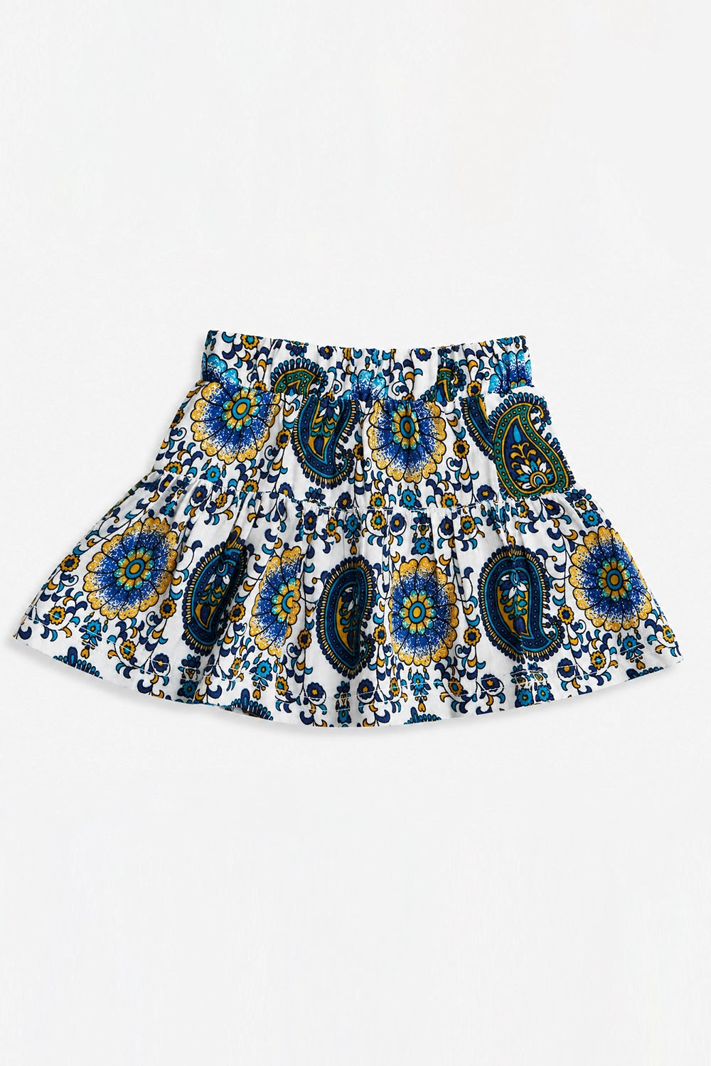 Girls Graphic Linen Mini Skirt - Blue and White