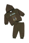 Boys Graphic 2-Piece Hoodie Suit 1025-A - Army Green