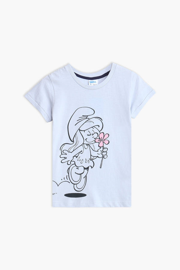 Girls Branded Graphic T-Shirt - Sky Blue