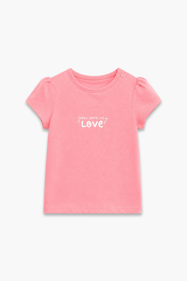 Girls Branded Graphic T-Shirt - Pink