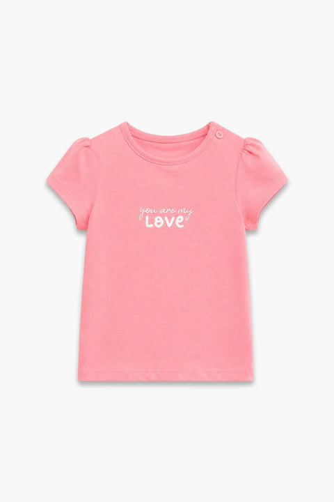 Girls Branded Graphic T-Shirt - Pink