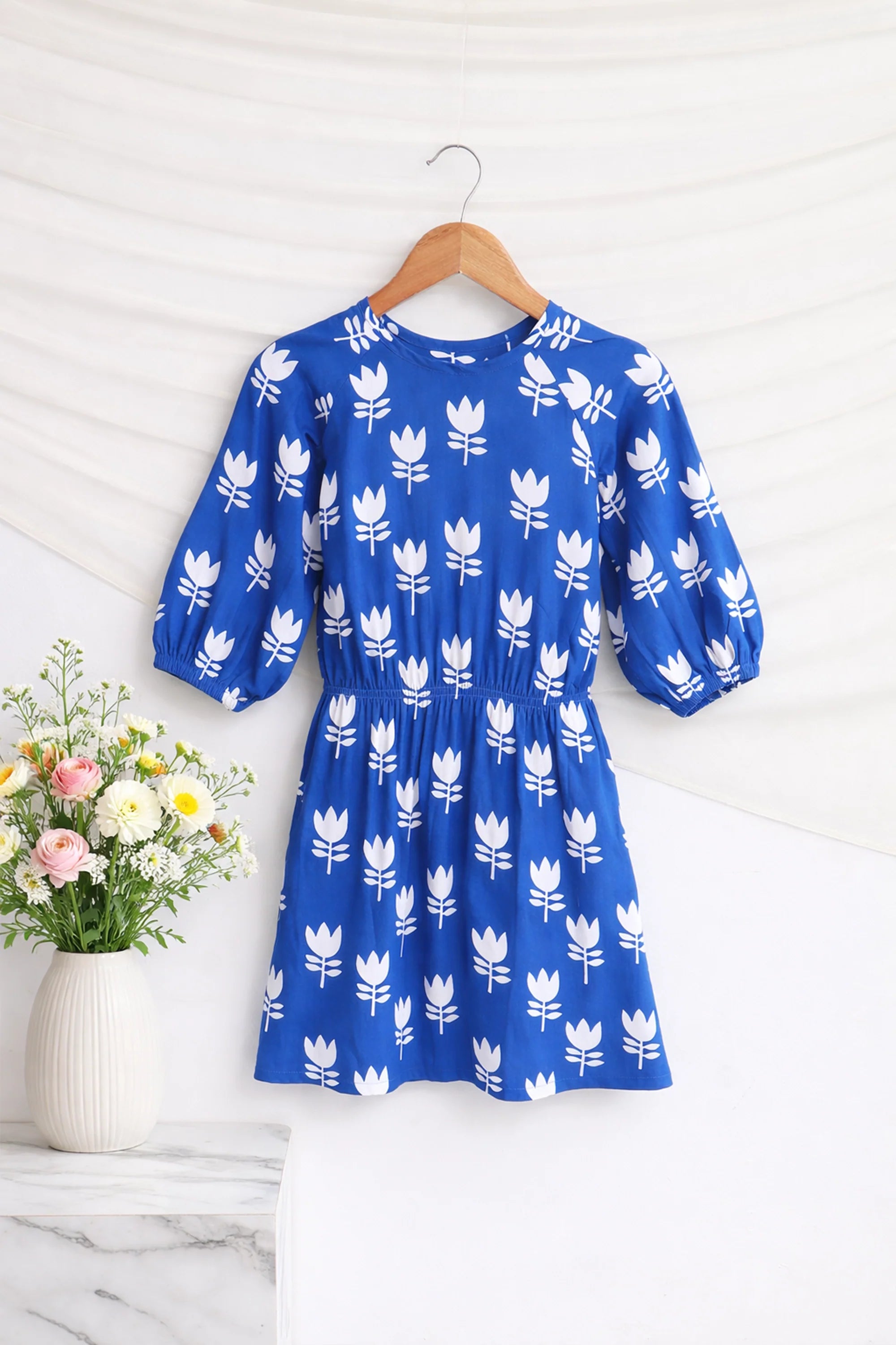 PRINTED VISCOSE LONG TOP